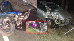機車突鬼切內線車道　汽車遭撞「跌落3米高引道」